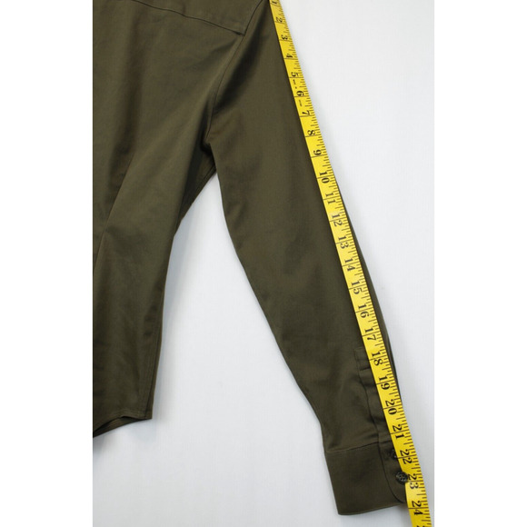 Chico's No Iron Chic Stretch Button Front Top Women 4 Long Sleeve Collared Olive - Picture 9 of 14